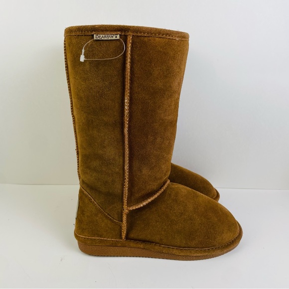 Bearpaw 115W Cloud Suede Brown Mid Calf Boots Sheepskin Lined Women’s Size 6 - Picture 3 of 11